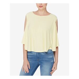 CATHERINE MALANDRINO Womens Yellow Sleeveless Jewel Neck Tunic Top Size: XL